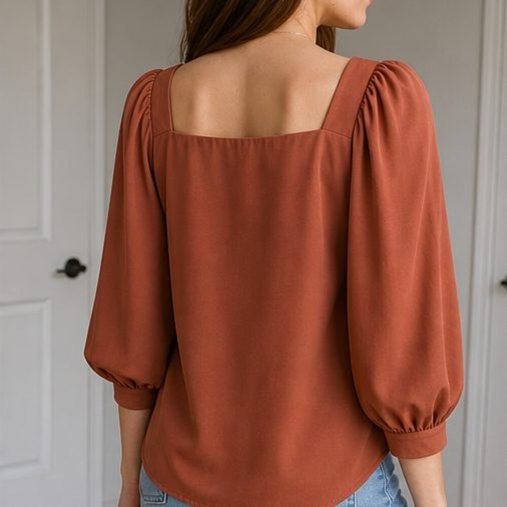 Rust Wrap Blouse - Picture 3 of 6